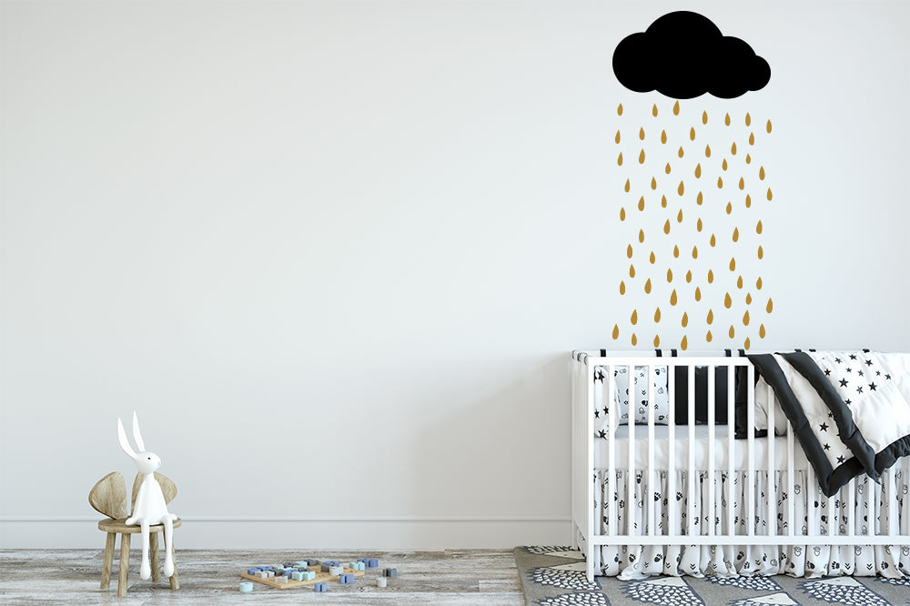 Scandi style cloud and rain stickers